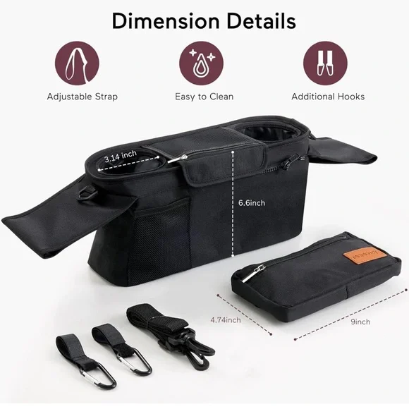 NEW Momcozy Universal Stroller Organizer Caddy with Insulated Cup Holders - Picture 11 of 11